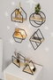 Hanah Home Set de 6 Estantes de Pared de Madera Maciza, Oro y Negro